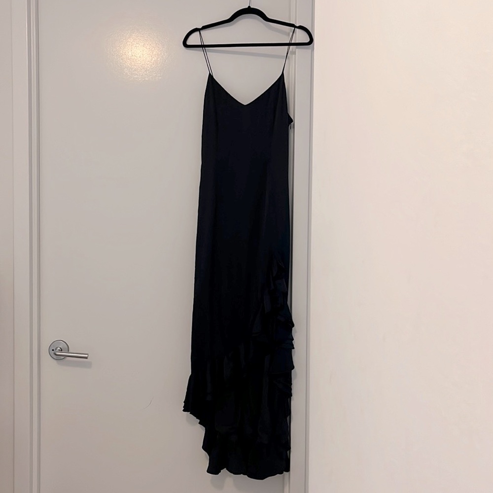 Caroline Constas Black Ruffle Slip Dress